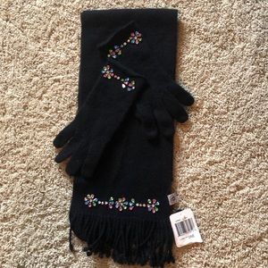 Black Cashmere scarf and gloves set